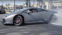 Lamborghini Huracan drifts at dealer