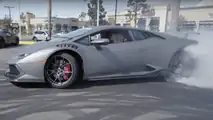 Lamborghini Huracan drifts at dealer