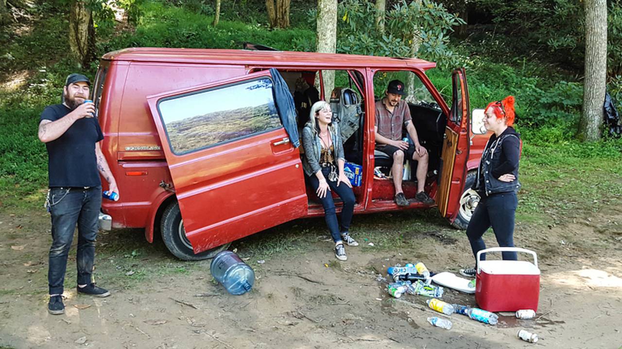 <em>This van rolled in from PA with six people and a dog. I hope it made it back!</em>