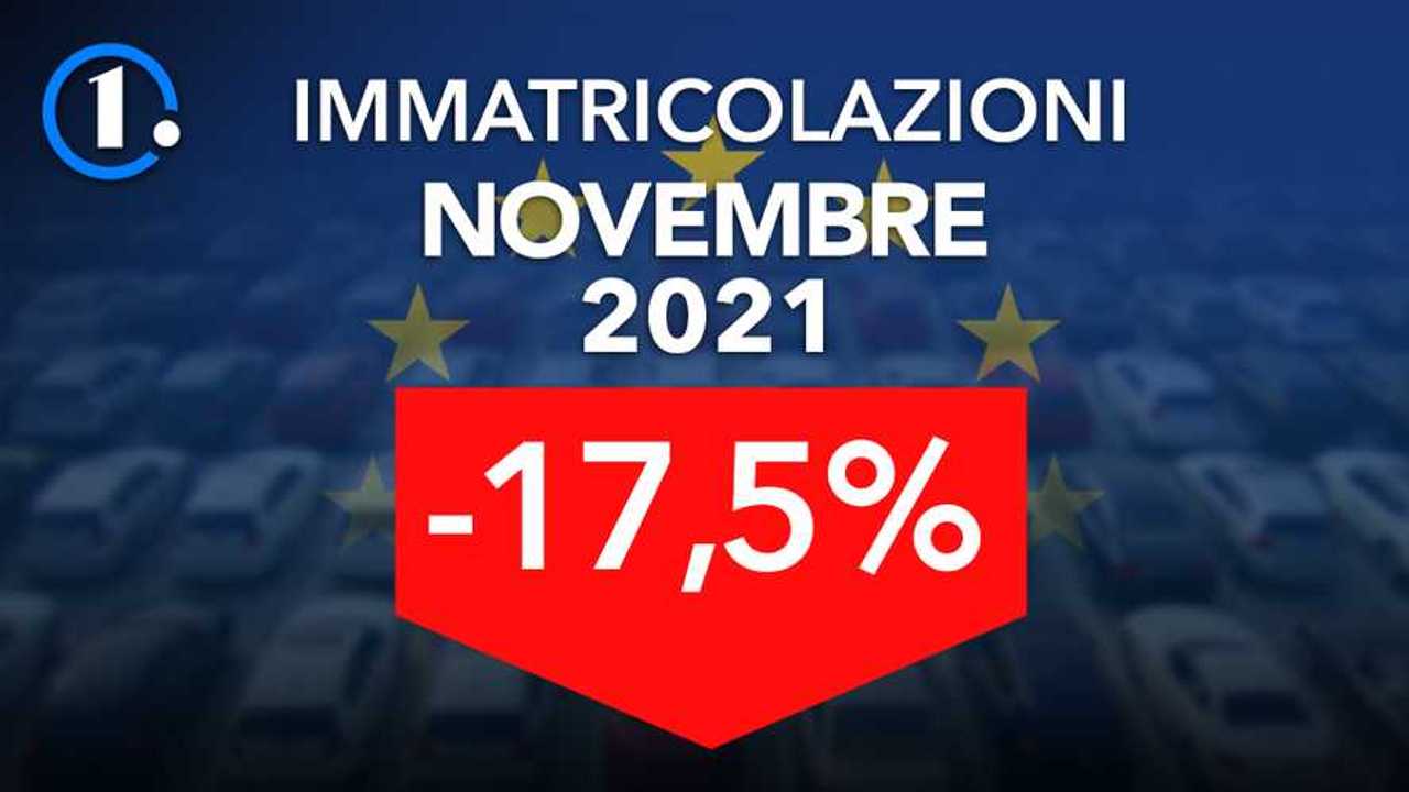 Immatricolazioni auto Europa, novembre 2021