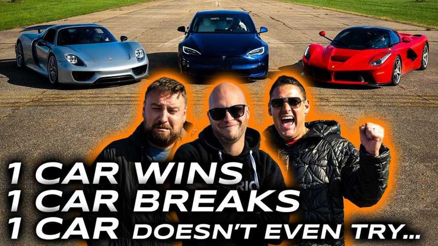 Видео: электромобиль против двух гипергибридов. Кто кого?