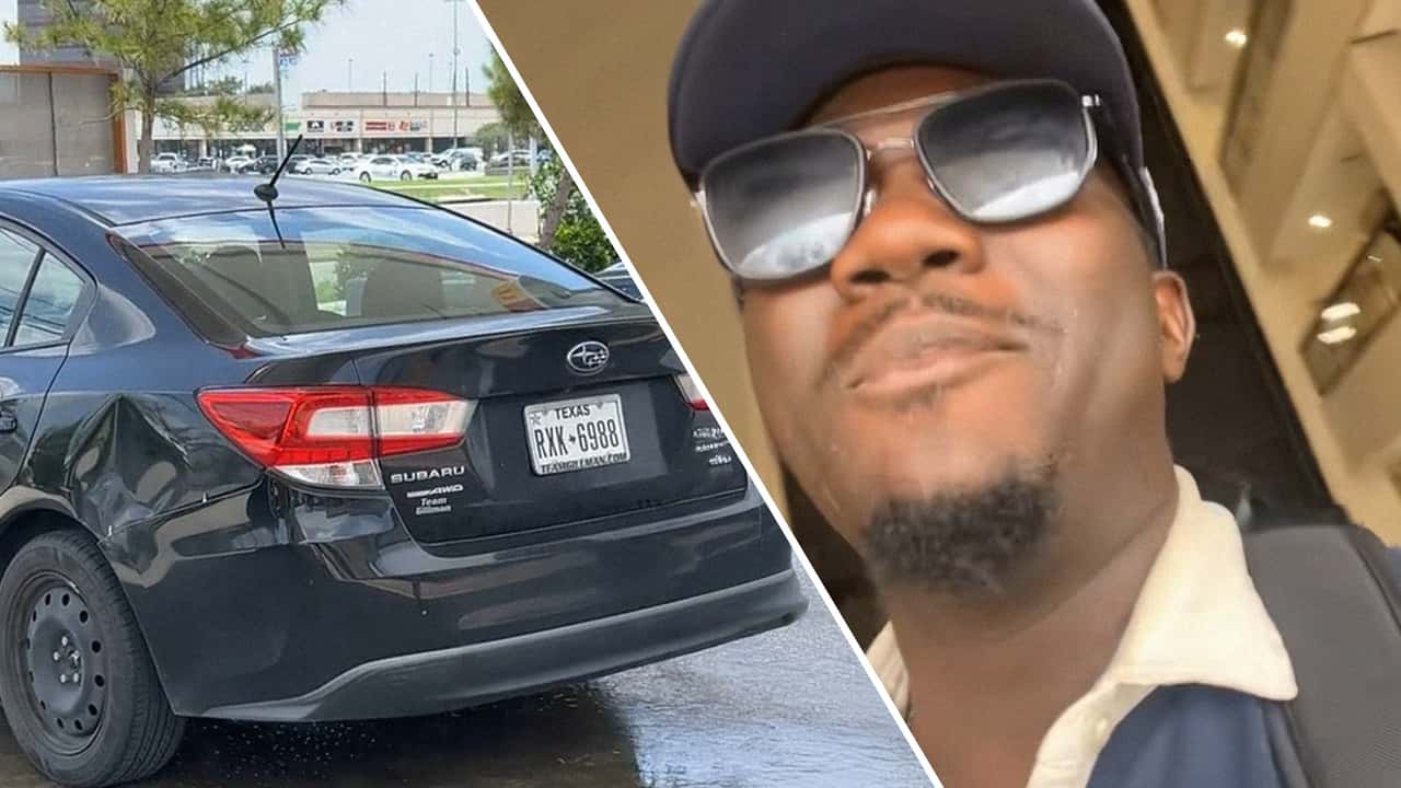 Driver walks away from leaking gas pump