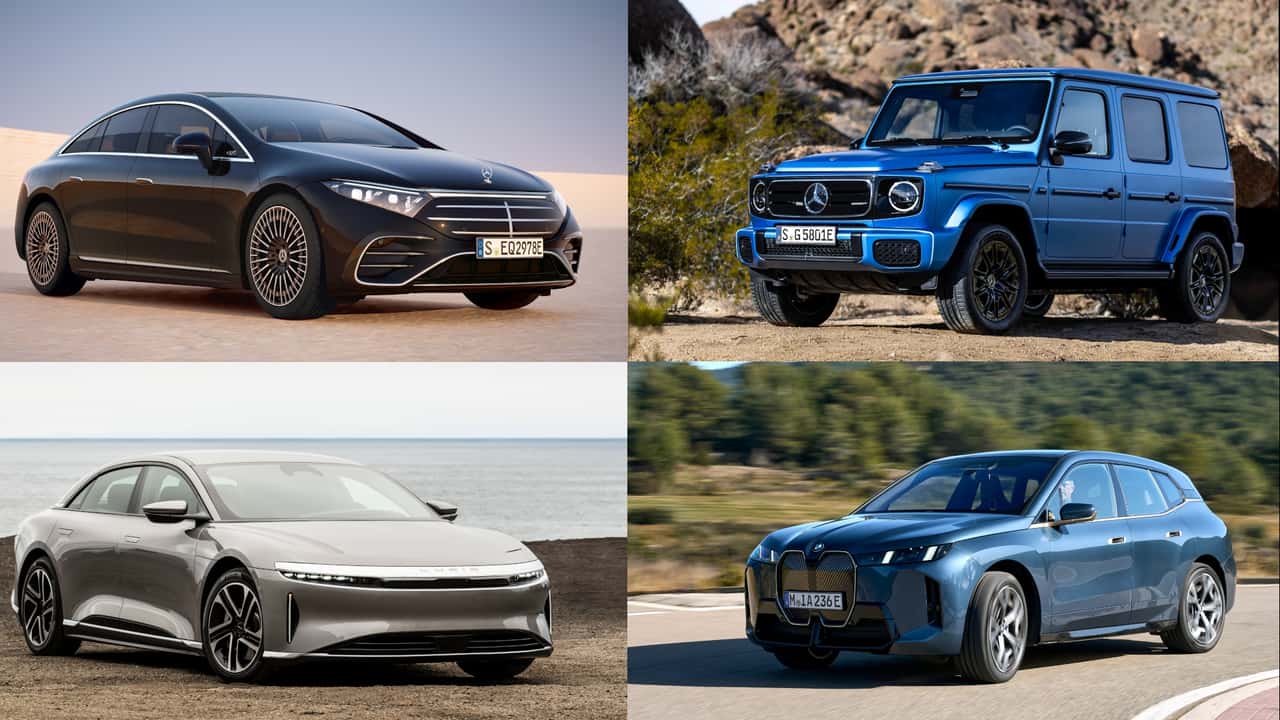Vier Elektroautos mit den größten Batterien (Collage)