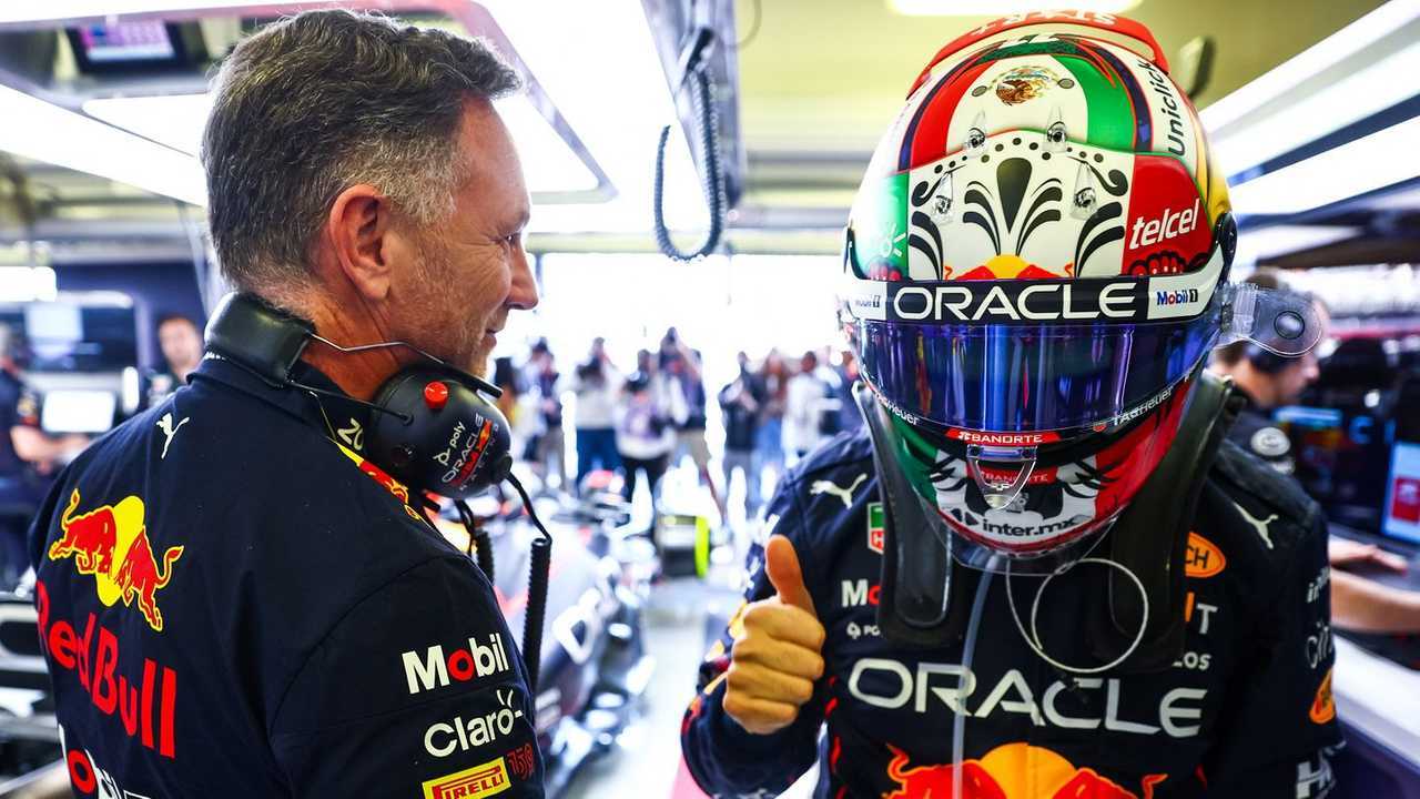 Christian Horner and Max Verstappen at Brazilian GP 2022