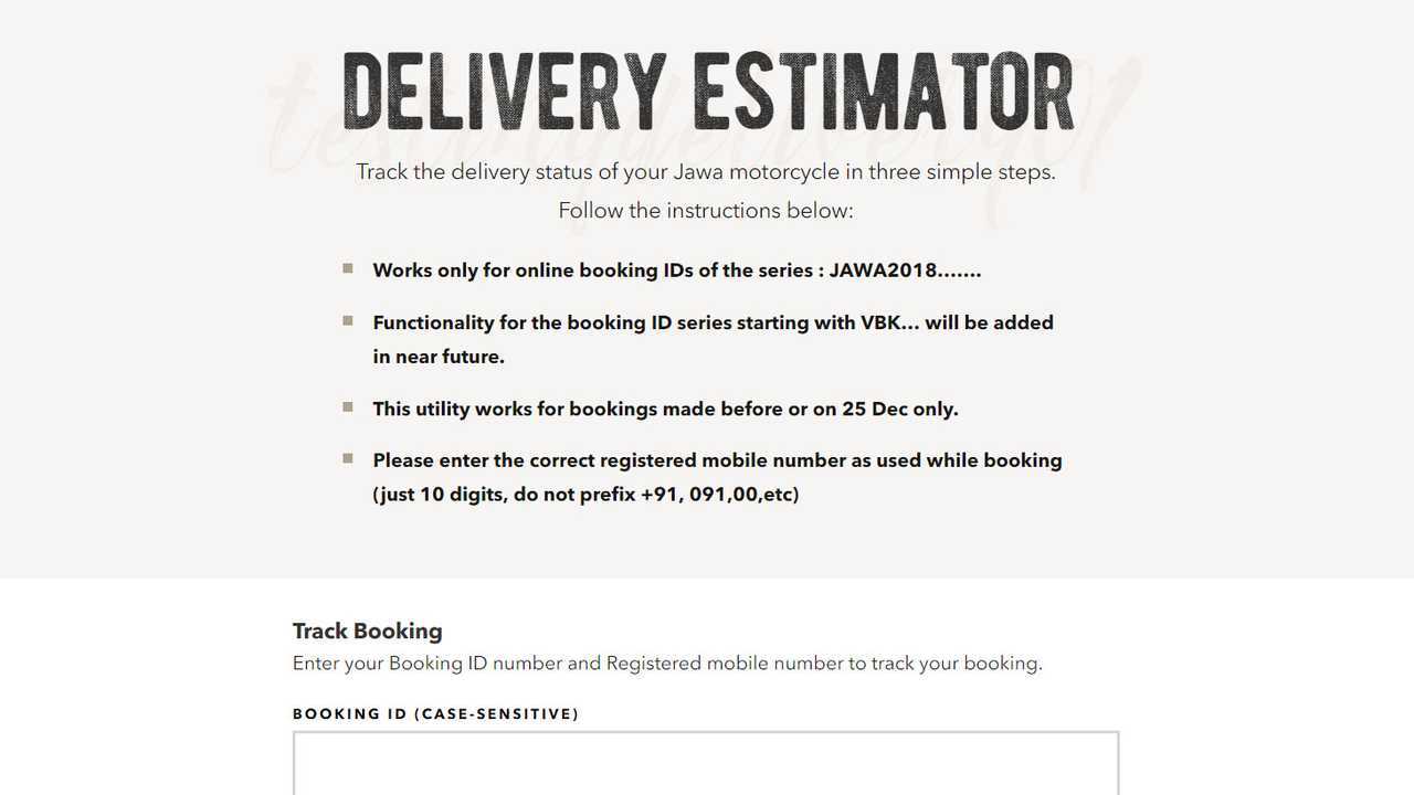 Jawa Delivery Estimator Tool
