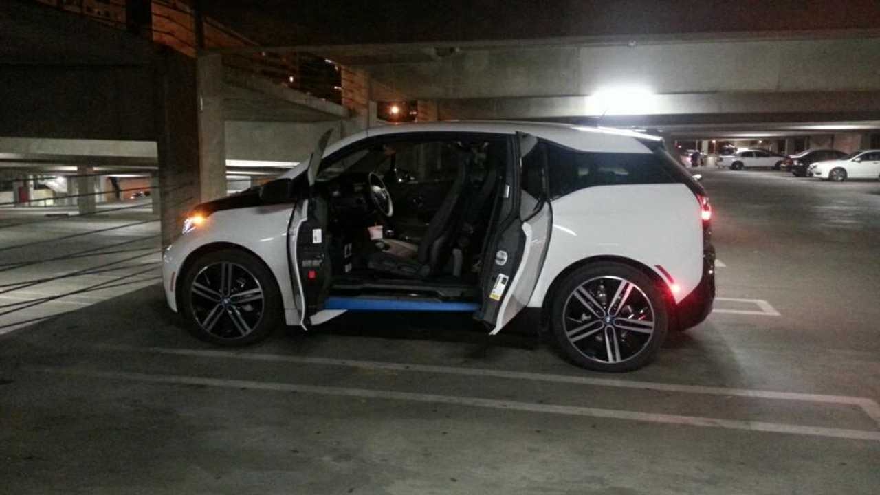 BMW i3 at the Long Beach Convention Center. Took the family to see Disney On Ice (140 miles round trip)