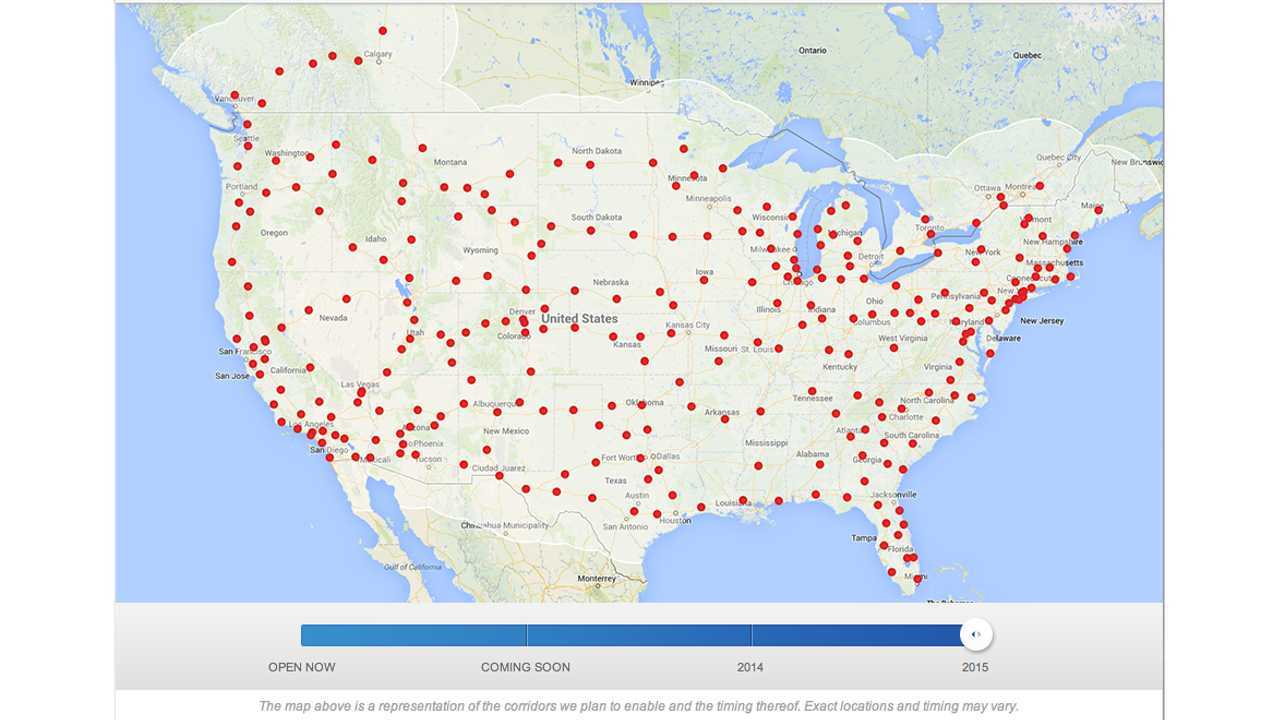 Tesla Supercharger network by the end of 2015. Impressive!