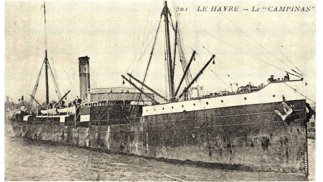 O navio Campinas, que trouxe o CGV ao Brasil