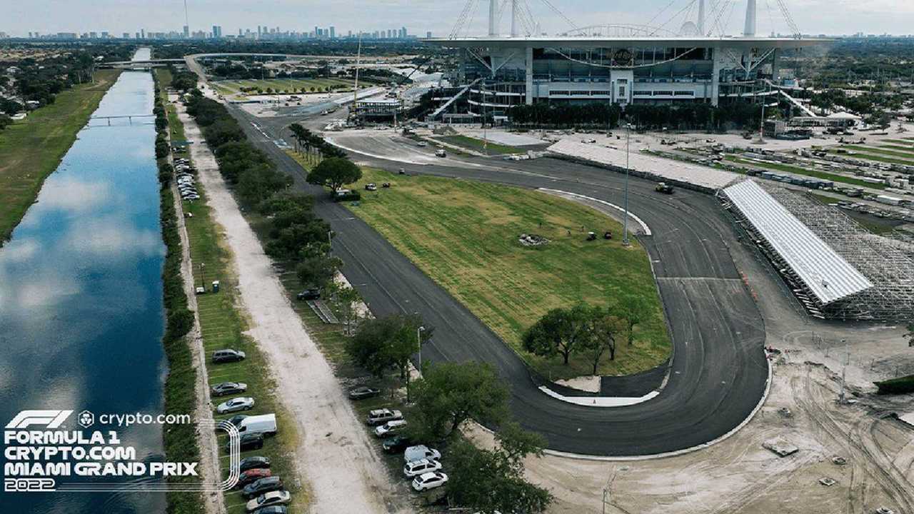 Miami F1 track drone overview