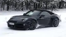 Porsche 911 Cabrio facelift spy photo (front three-quarters)