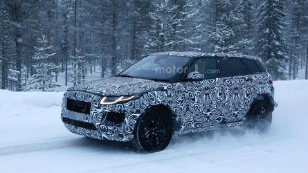 Jaguar E-Pace mule spied wearing a Range Rover Evoque body