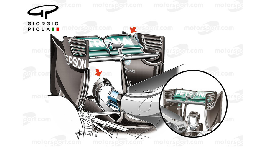 Mercedes W07 monkey seat comparison, Spain GP-Canadian GP