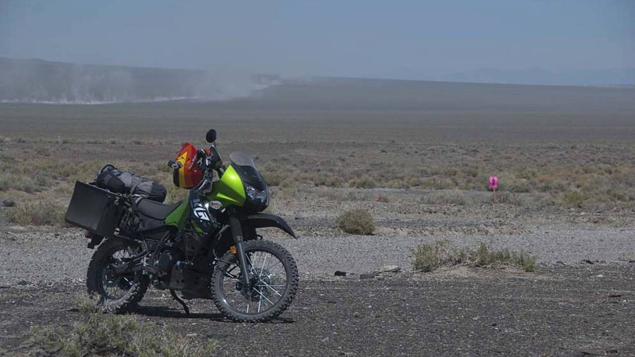 Our KLR650 from Kawasaki turned out to be the ideal adventure vehicle for chasing a race such as this with its ample storage capacity and all-terrain capability.