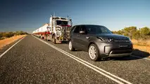 2018 Land Rover Discovery tows 110-ton road train