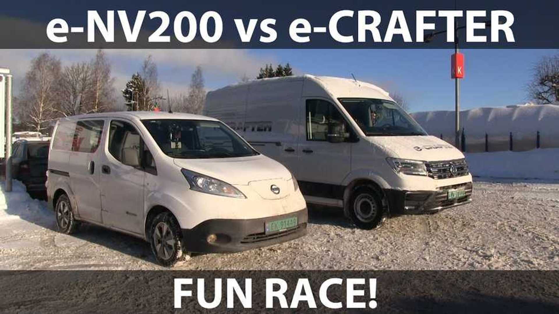 Nissan E Nv200 Vs Vw Crafter In Epic Electric Van Race Video