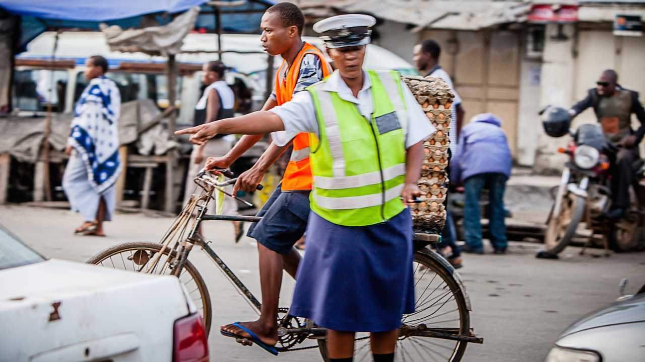 Police traffic officer in Dar es Salaam Tanzania Africa