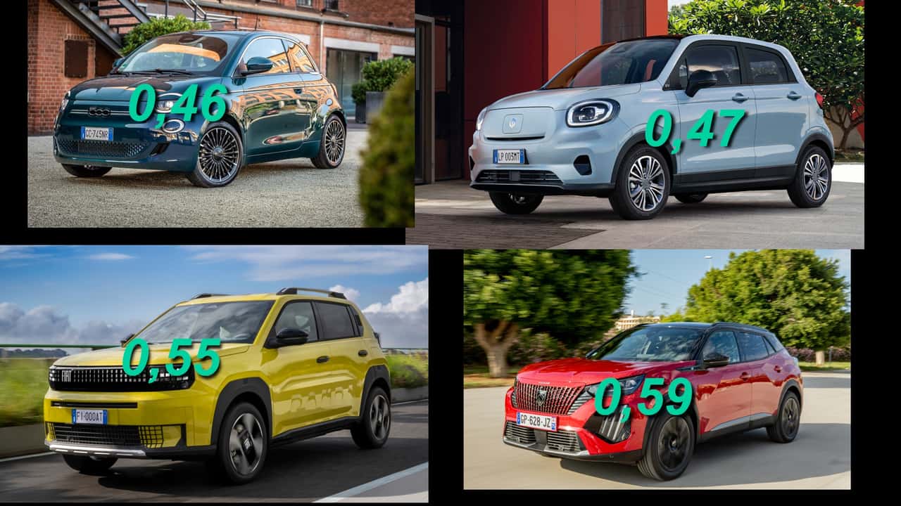 Collage mit vier Stellantis-Elektromodellen mit günstigem Leasing