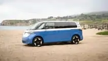 US-spec 2024 Volkswagen ID. Buzz LWB exterior static shots at the beach