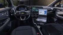 Front-seat view of 2024 Chevrolet Blazer EV PPV interior in black with Havis console and laptop