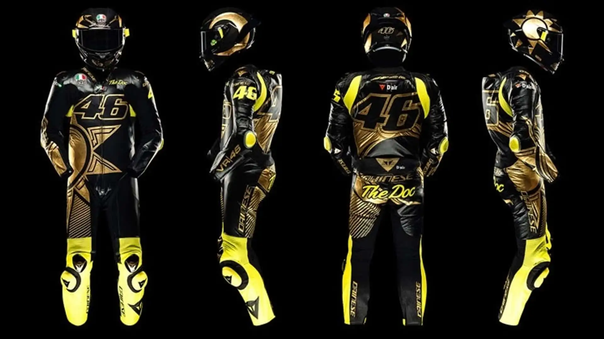 ノ*ブ様 Dainese 革ツナギ イエロー 48 ロッシレプリカ キャメルホン