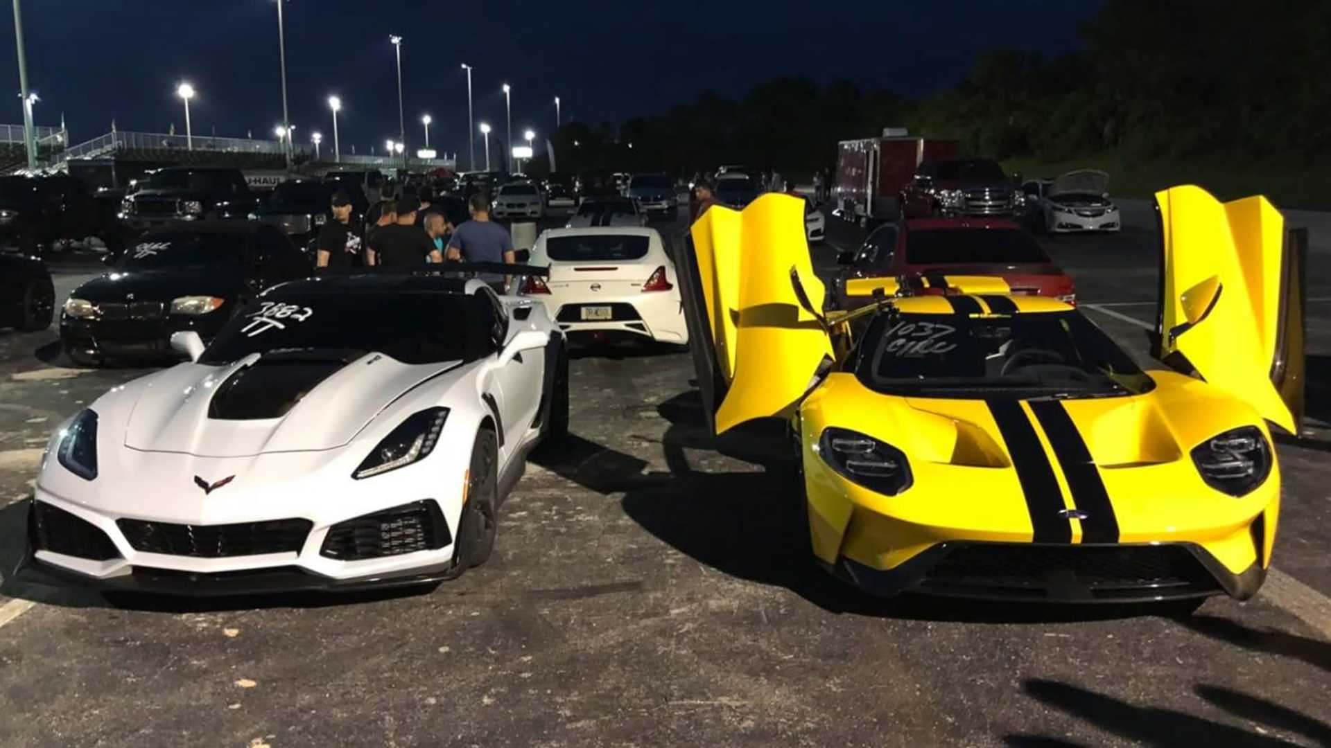 Corvette ZR1 vs Ford GT in AllAmerican Drag Race
