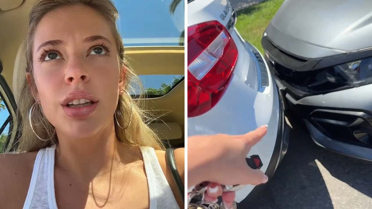 Woman inside her vehicle shows how they parked near her