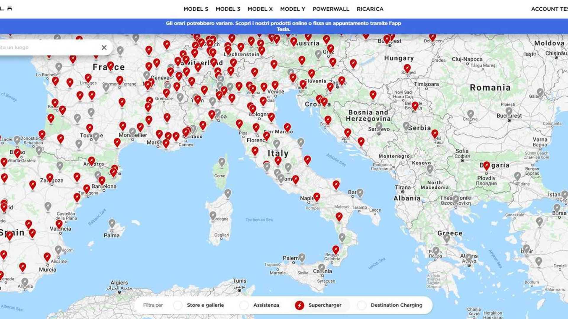 Ecco tutti i nuovi Tesla Supercharger in arrivo in Italia
