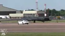 Tesla Model S Works As Chase Car For U-2S Take-Off At RAF Base