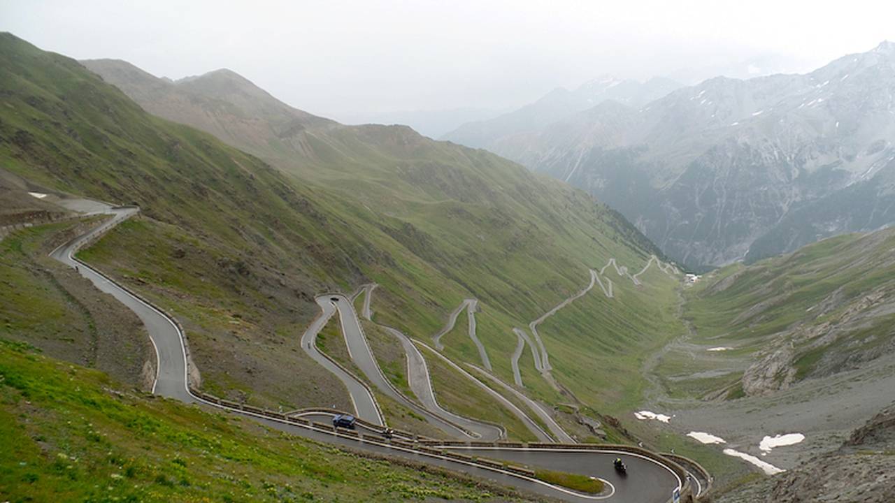 Stelvio Pass. It gets even more challenging below the tree line.