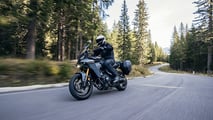 2024 Yamaha Tracer 9 GT+ - Front Left Angle View - Riding 2