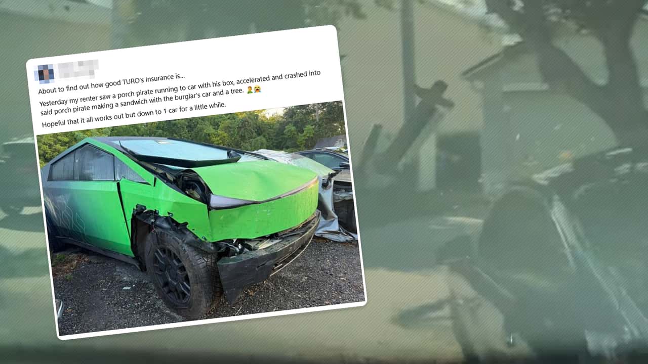 Cybertruck Crash Porch Pirate