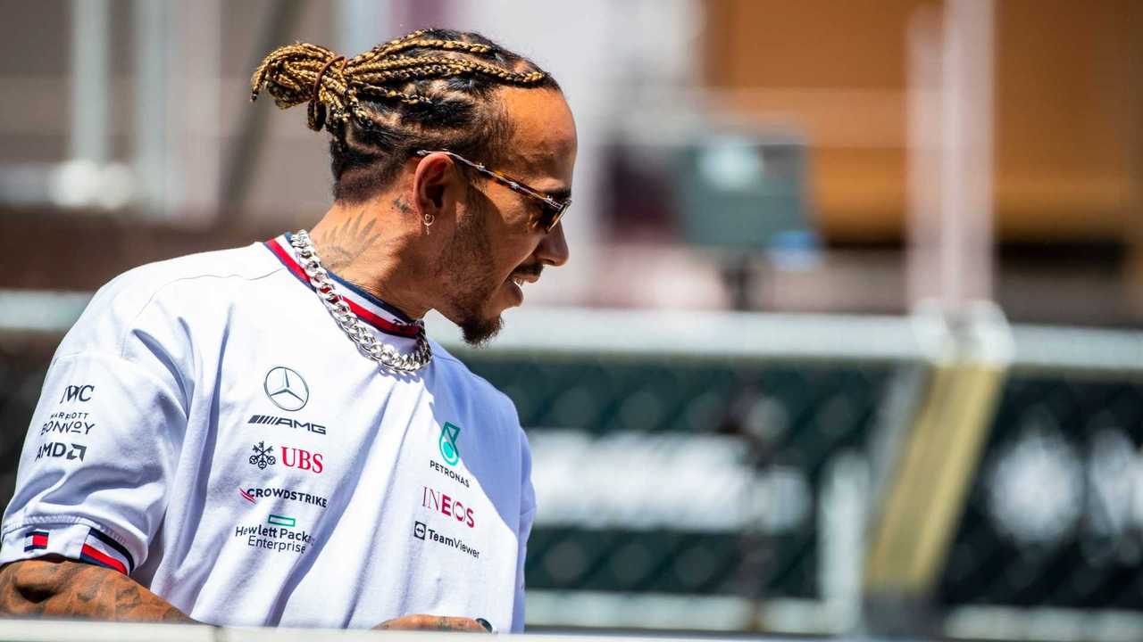 Lewis Hamilton, Mercedes W13, on the drivers parade