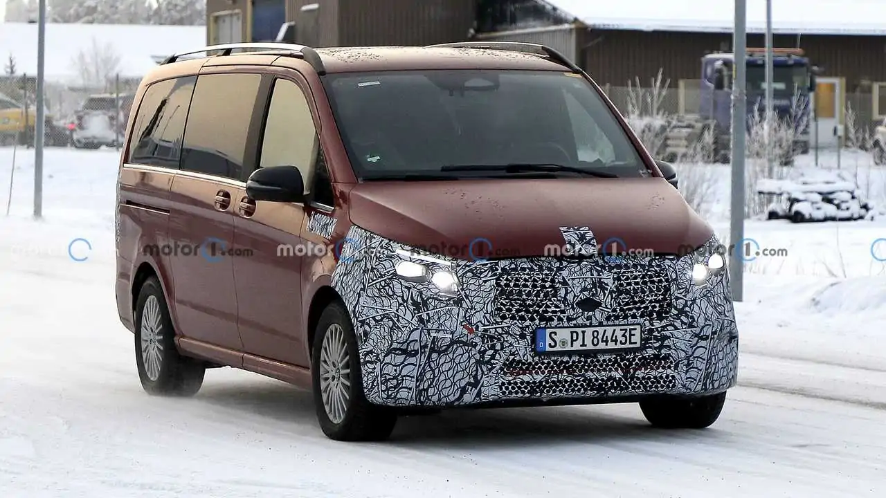 2023 Mercedes EQV Facelift Spied Hiding Redesigned Front Fascia