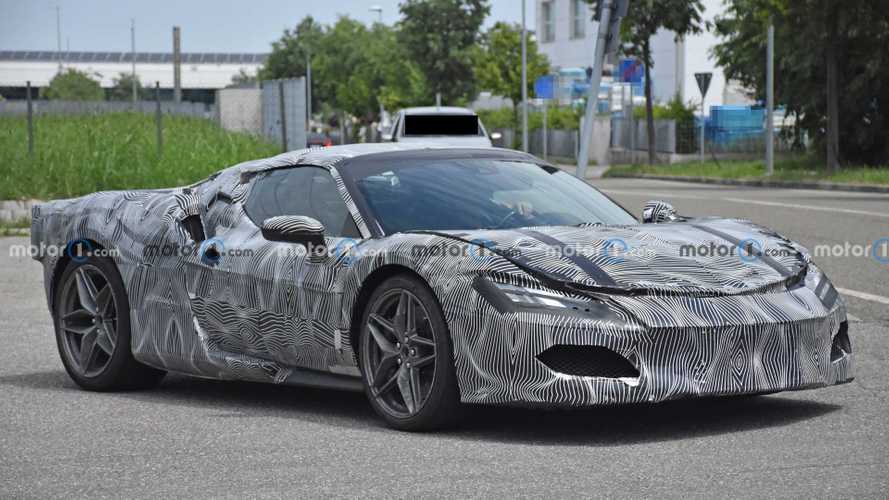 Ferrari V6 hybrid spied with heavily camouflaged production body