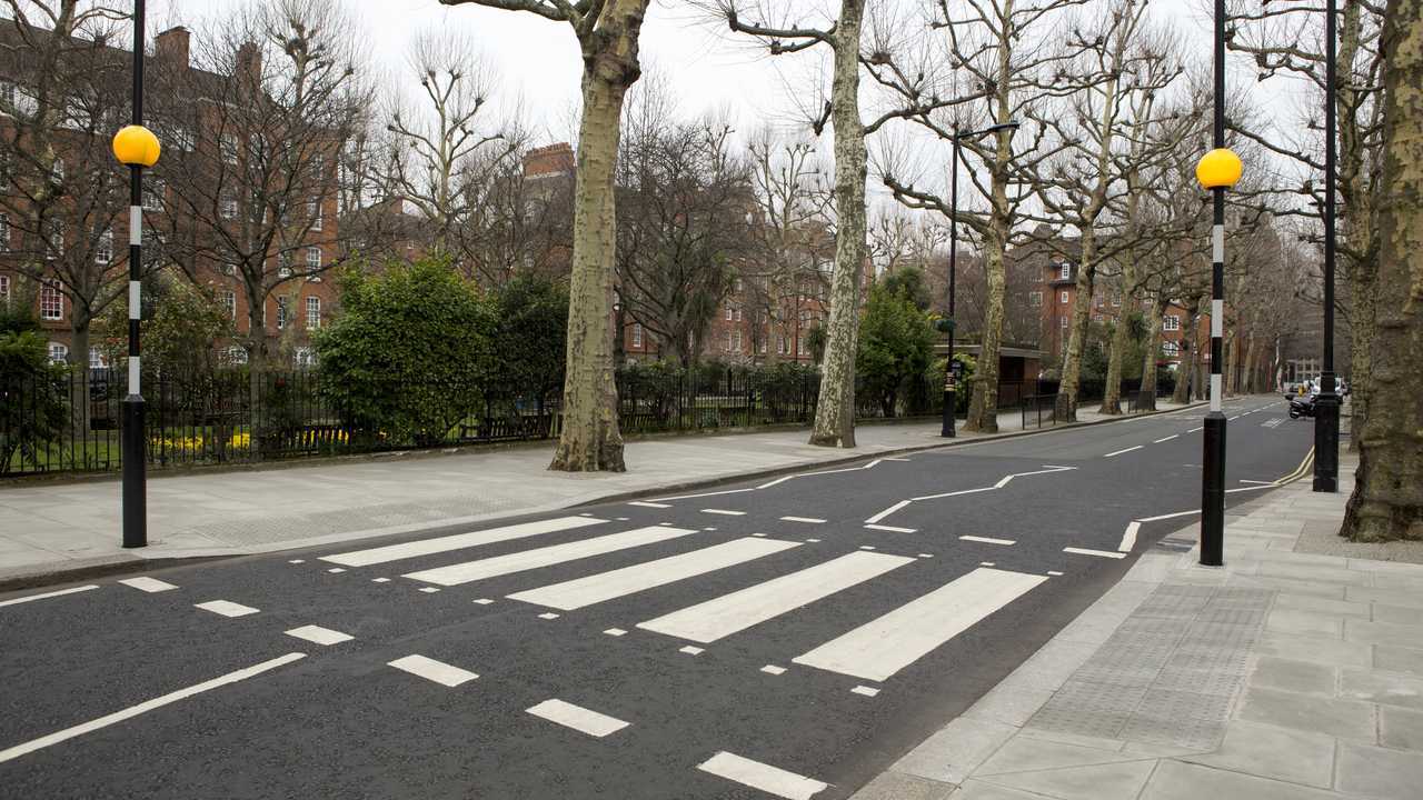 Zebra crossing on a quiet street with no traffic in London