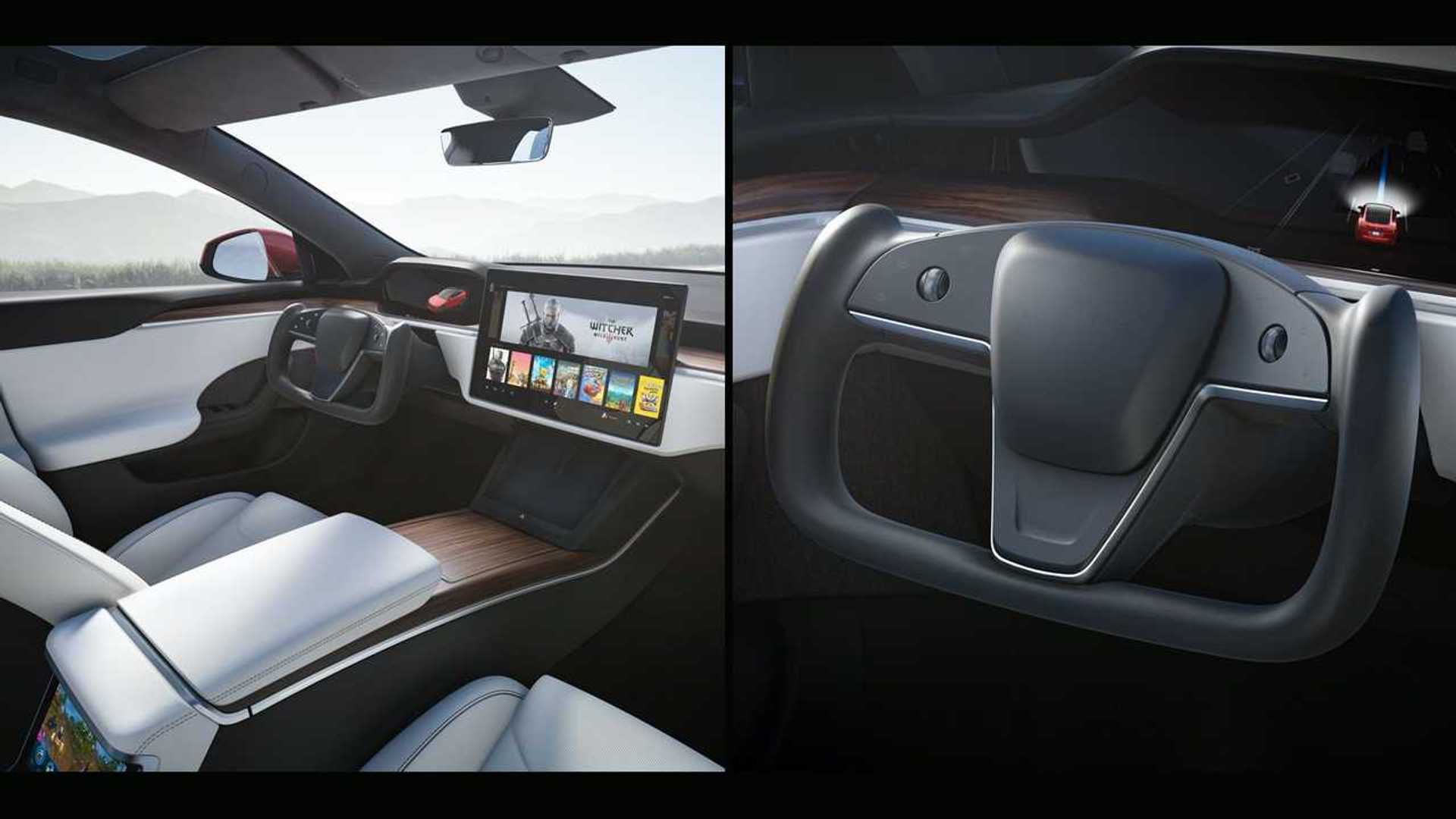 See First Spy Photos Of Tesla Model S Plaid's Yoke Steering Wheel