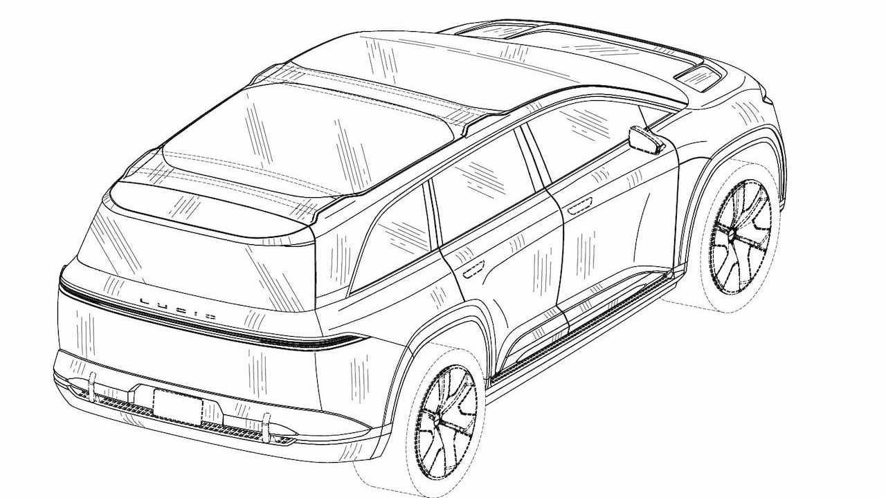 Lucid Gravity rear quarters patent image