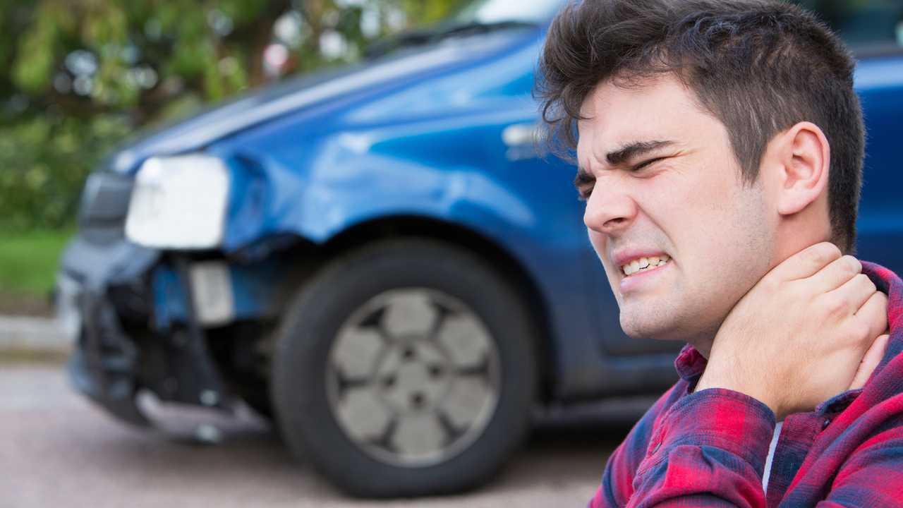 Man suffering from whiplash after car accident