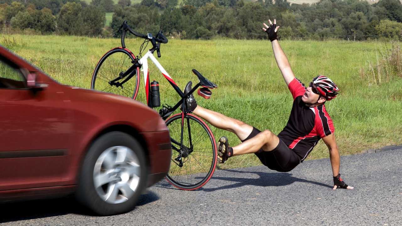 Car accident with cyclist on country road