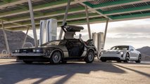 Porsche Taycan With Back To The Future DeLorean