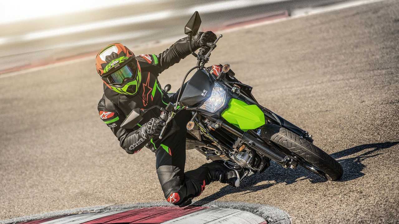 2021 Kawasaki KLX300SM, Action, Track, Lean right, 2