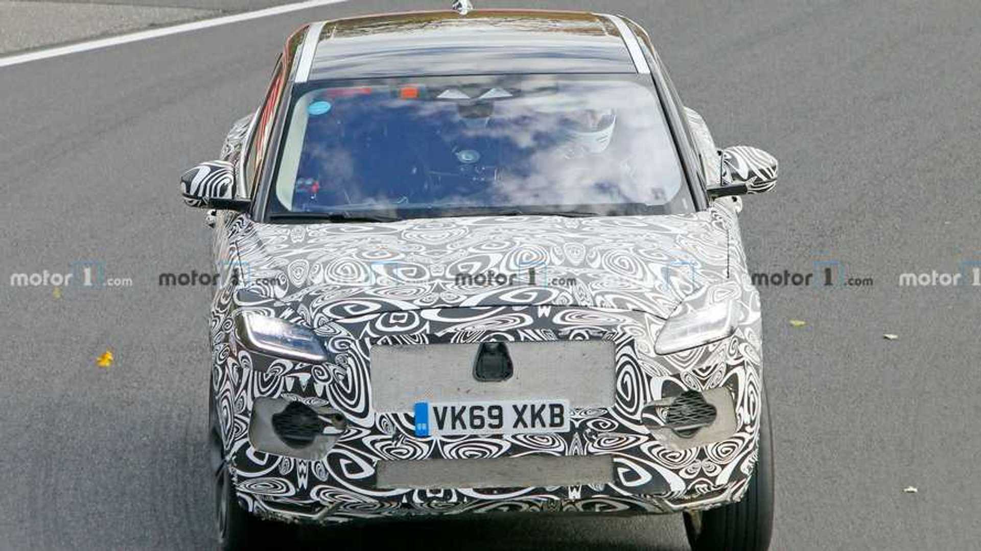Jaguar E-Pace Facelift Spied Nurburgring Front High Angle