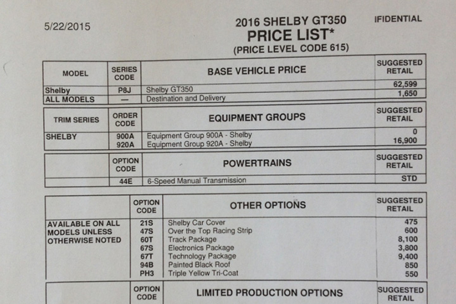 If Leaked Prices Are Accurate, New Mustang GT350 is a Steal