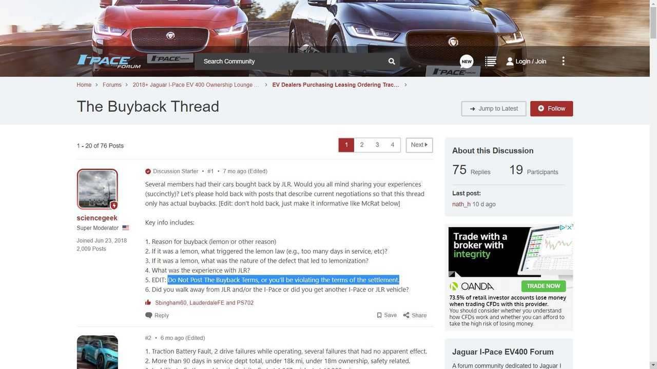 Forum Threads Suggest Jaguar Could Be Lemon Laundering The I-Pace