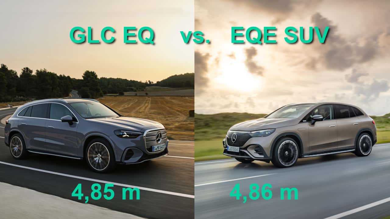 Collage: Mercedes GLC EQ und EQE SUV