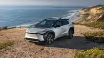 2023 Toyota bZ4X Limited FWD in Elemental Silver Metallic paint front three-quarter view