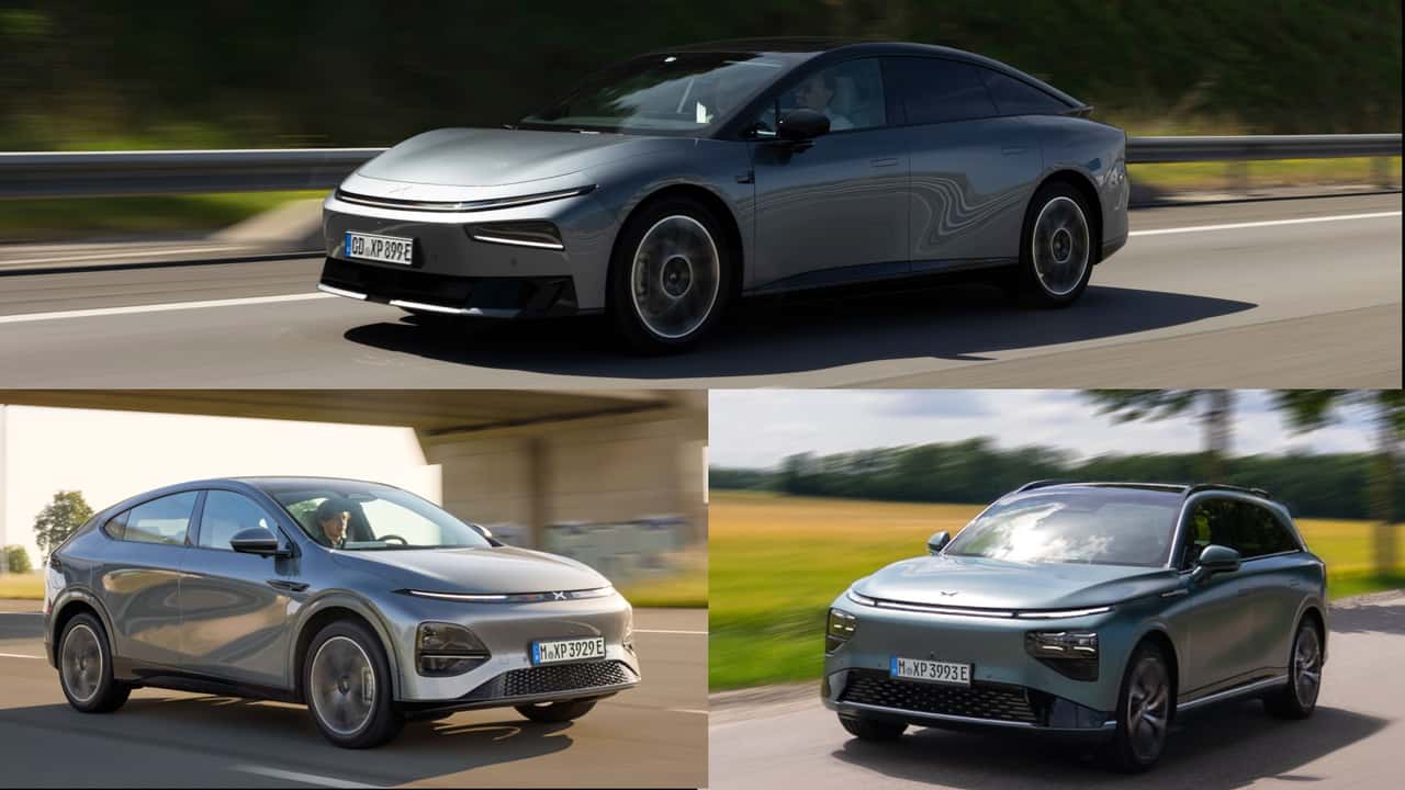 Collage: Die drei Xpeng-Modelle P7+, G6 und G9