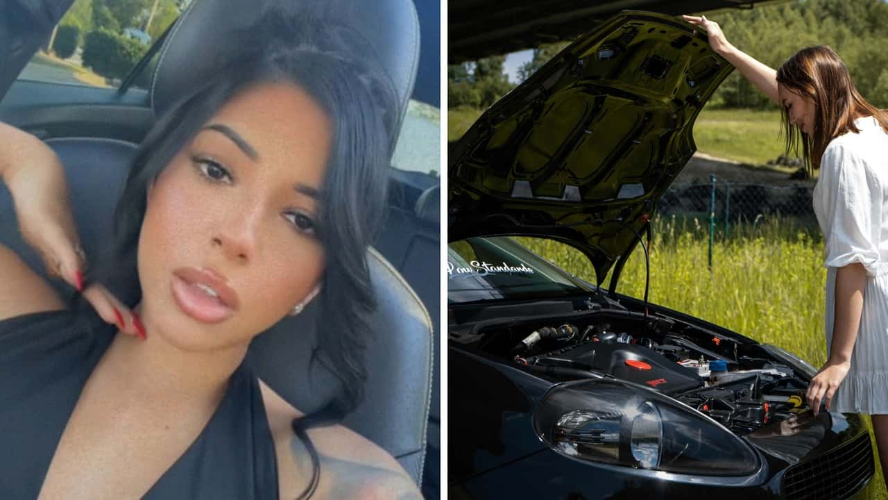 Woman swipes part from a man’s car.jpg