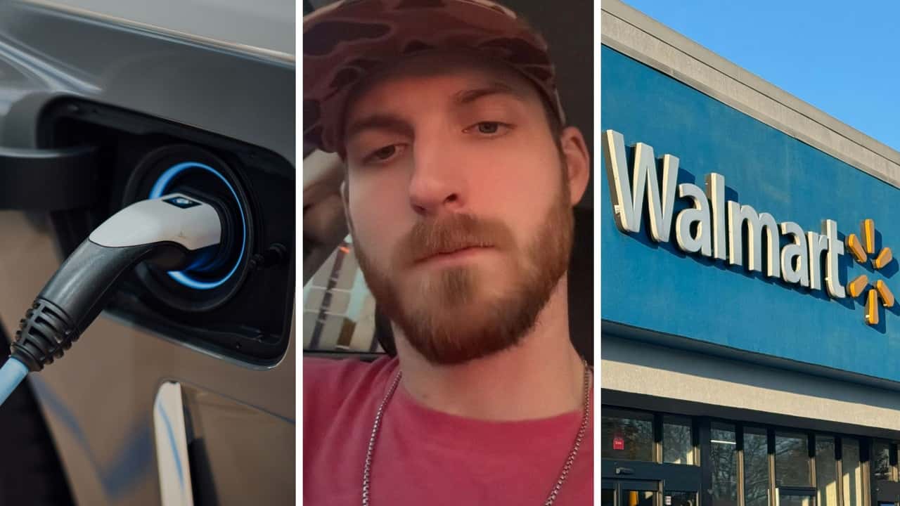 Man takes his EV to charge at Walmart