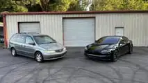 Tesla Model S Plaid with Honda Odyssey body swap
